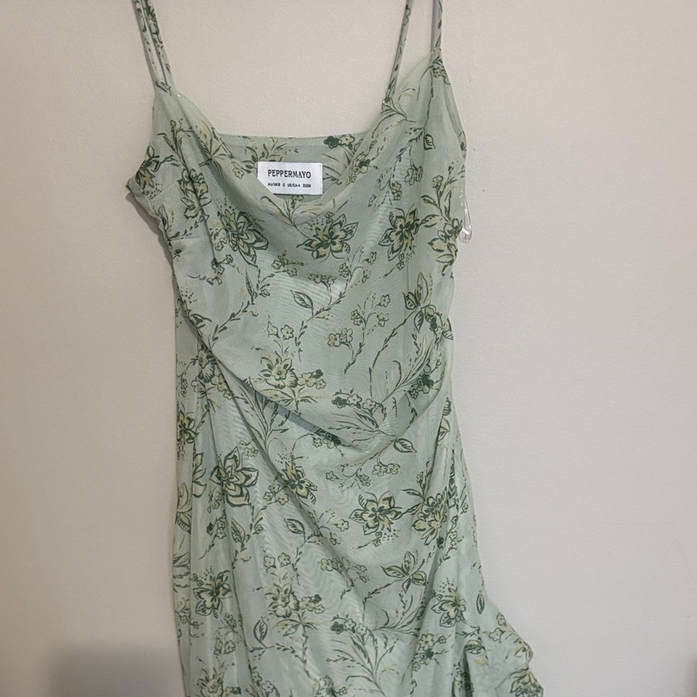 Peppermayo Sage Floral Slip Dress